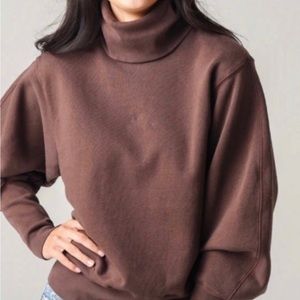 AGOLDE Extended Rib Turtleneck Sweatshirt Macchiato Brown Medium NEW With Tags